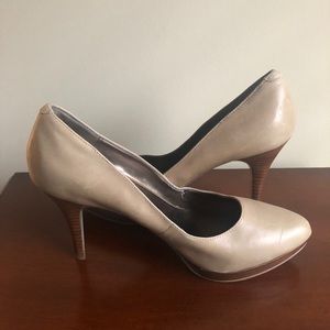 Tan Platform Pumps by Nine West.